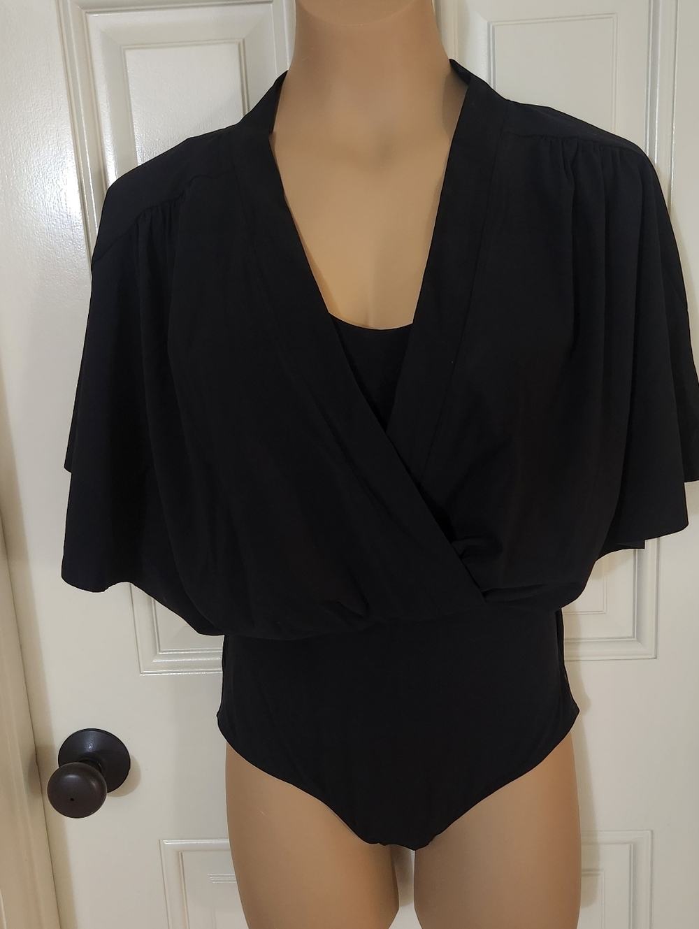 New With Tags Chico's Black Draped Wrap Swimsuit. Size M.